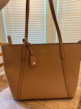 kate spade tan leather tote in caramel